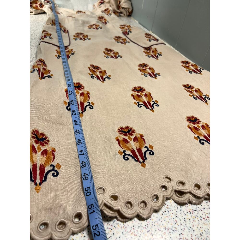 Farm Rio Rose Embroidered Macaw Maxi Dress Puff Sleeve Linen Women's Size S - Picture 9 of 9
